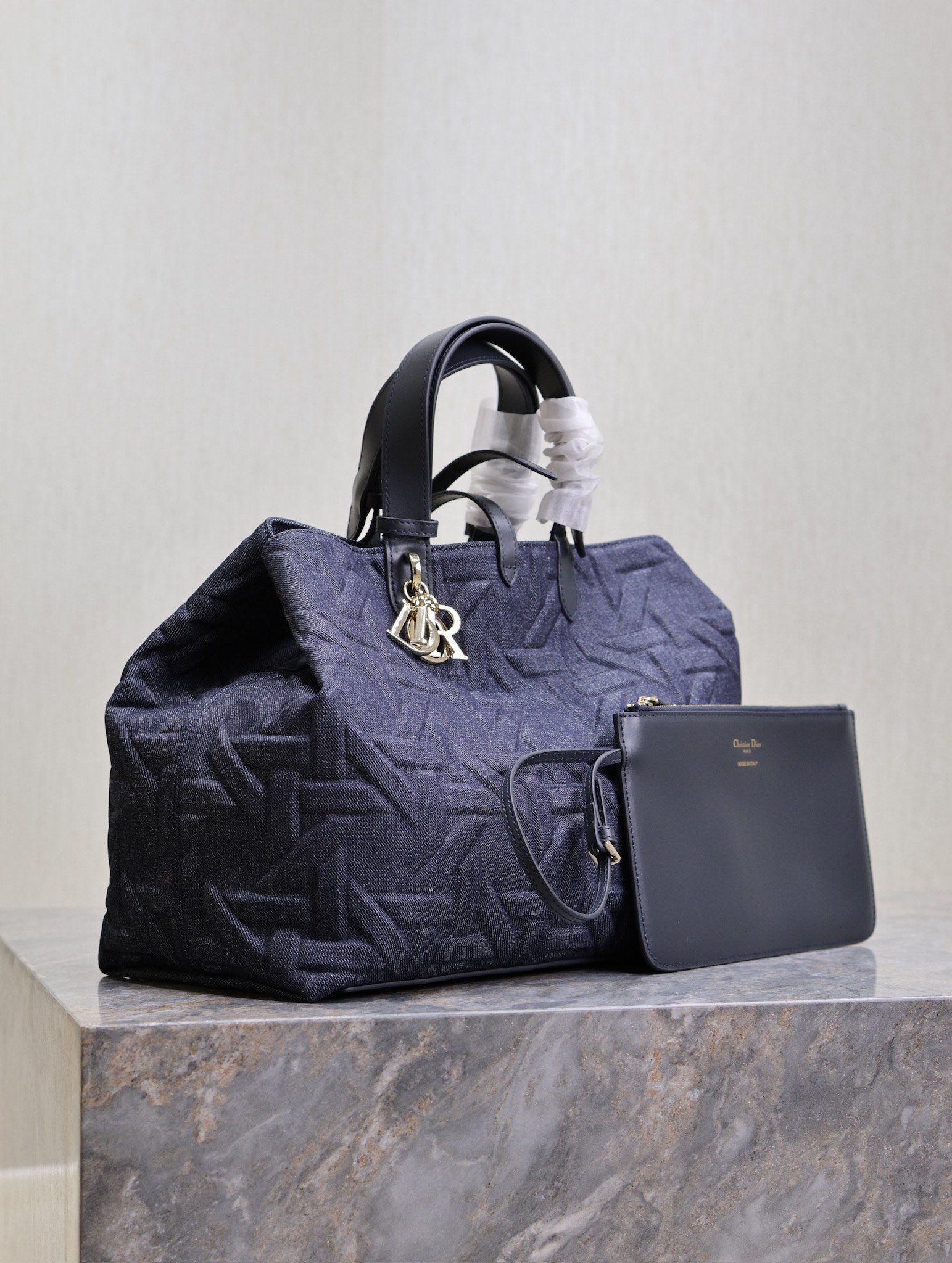 Large Dior Toujours Bag Blue Graphic Cannage Denim